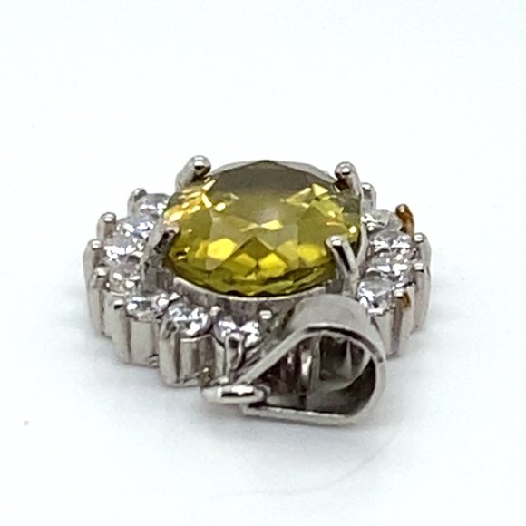 Green Tourmaline 2.65ct White Gold Finish Solid 925 Sterling Silver Pendant - Picture 4 of 6